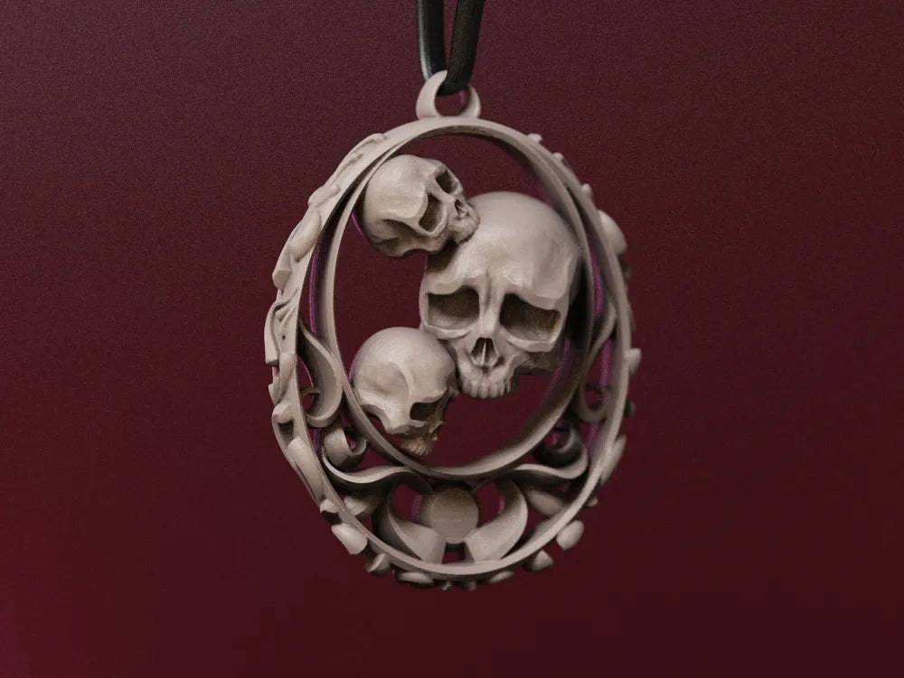 3 skull necklace